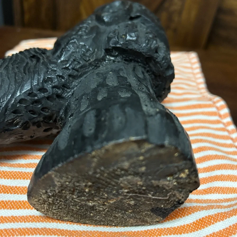 Handcrafted Black Wooden Bust Sculpture Jamaican or African VGC